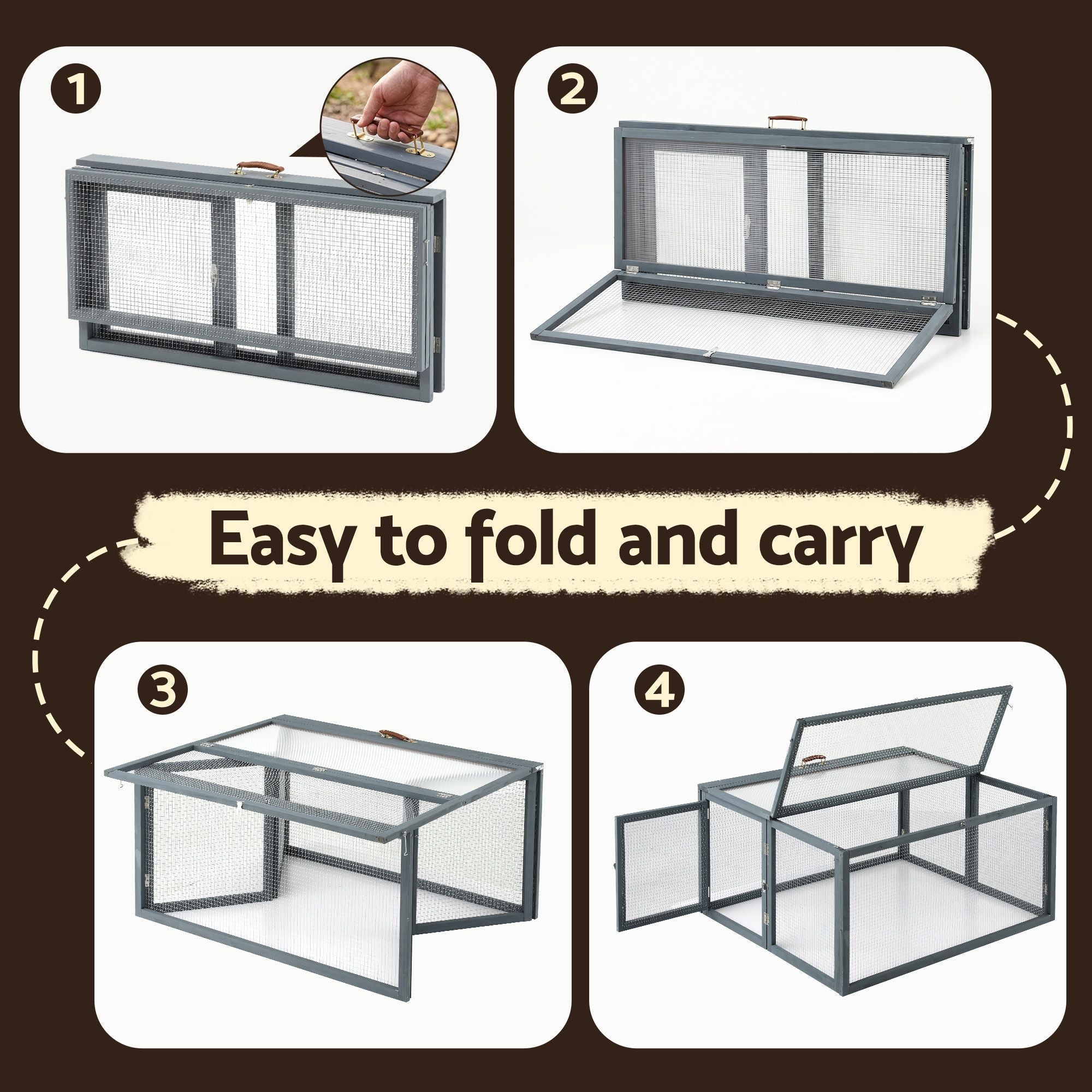 Large Portable Wooden Chicken Coop Rabbit Run Folding Hen House 110cm - Grey - Pet Care > Coops & Hutches > Small Animal Habitats & Cages - Rivercity House & Home Co. (ABN 18 642 972 209) - Affordable Modern Furniture Australia