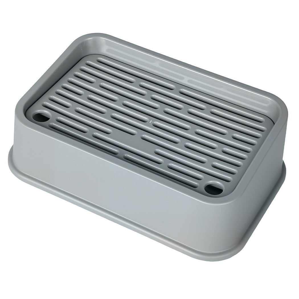Large Stainless Steel Semi - Enclosed Cat Litter Box with Scoop - Grey - Rivercity House & Home Co. (ABN 18 642 972 209) - Affordable Modern Furniture Australia