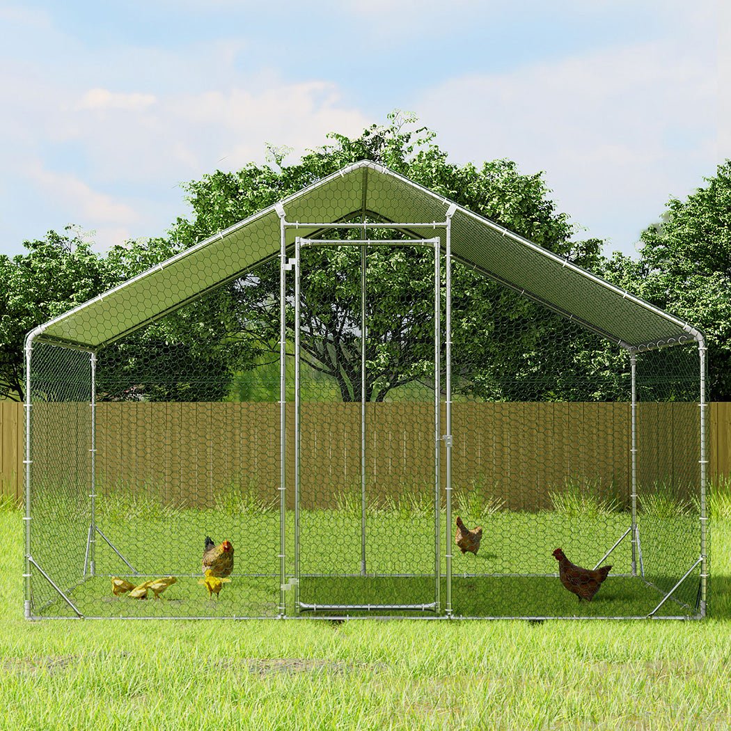 Large Walk - in Metal Chicken Coop Cage 200x300x194cm - Silver - Rivercity House & Home Co. (ABN 18 642 972 209) - Affordable Modern Furniture Australia