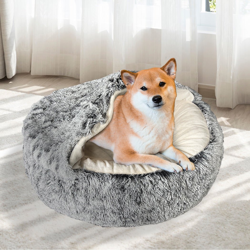 Large Warm Soft Plush Calming Dog Bed - Charcoal - Rivercity House & Home Co. (ABN 18 642 972 209) - Affordable Modern Furniture Australia
