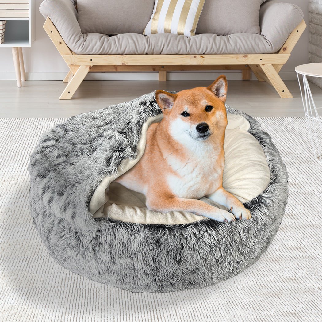 Large Warm Soft Plush Calming Dog Bed - Charcoal - Rivercity House & Home Co. (ABN 18 642 972 209) - Affordable Modern Furniture Australia