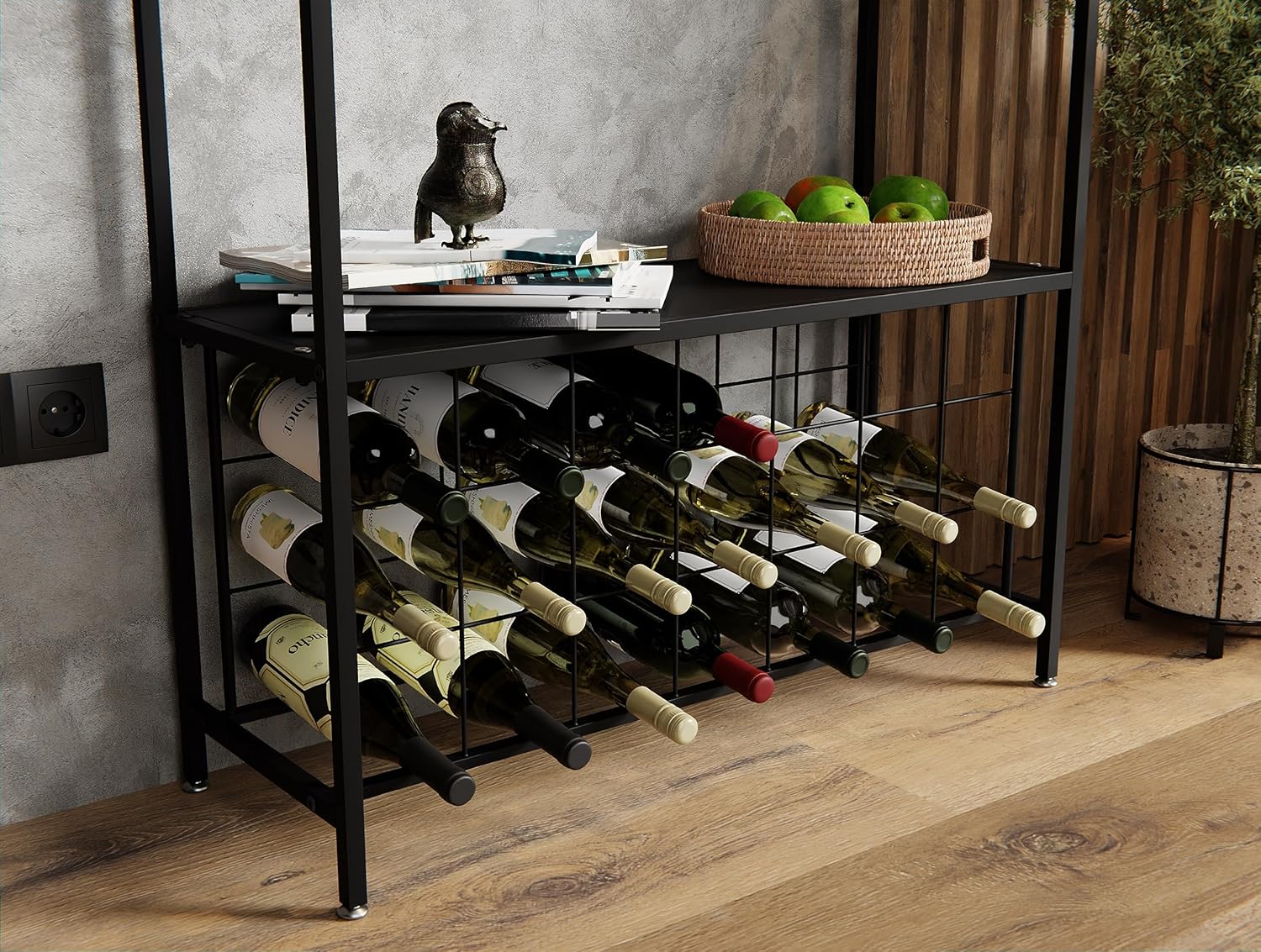 Large Wine Rack for 20 Bottles with Wood Countertop and Sturdy Metal Frame - Furniture > Dining > Wine Racks - Rivercity House & Home Co. (ABN 18 642 972 209) - Affordable Modern Furniture Australia