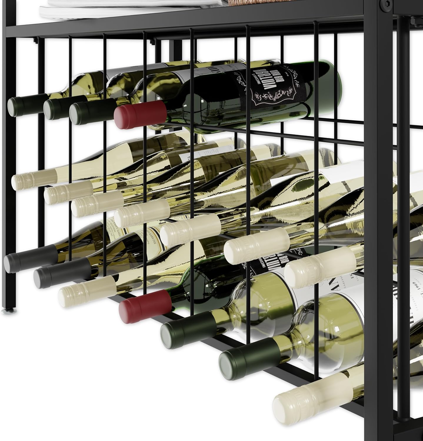 Large Wine Rack for 20 Bottles with Wood Countertop and Sturdy Metal Frame - Furniture > Dining > Wine Racks - Rivercity House & Home Co. (ABN 18 642 972 209) - Affordable Modern Furniture Australia