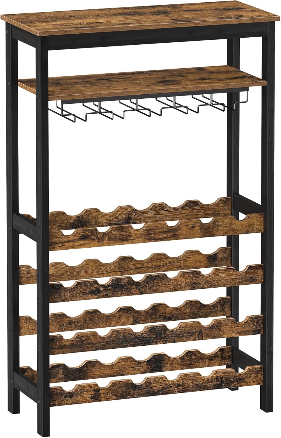 Large Wine Rack with Glass Holder, Metal Bottle Holder and Wood Countertop for Wine & Champagne Bottles - Furniture > Dining > Wine Racks - Rivercity House & Home Co. (ABN 18 642 972 209) - Affordable Modern Furniture Australia