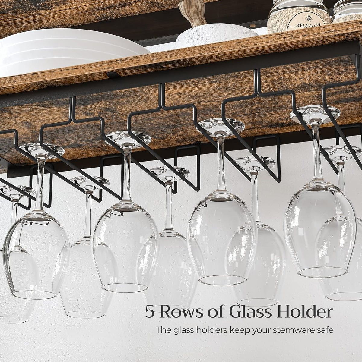 Large Wine Rack with Glass Holder, Metal Bottle Holder and Wood Countertop for Wine & Champagne Bottles - Furniture > Dining > Wine Racks - Rivercity House & Home Co. (ABN 18 642 972 209) - Affordable Modern Furniture Australia