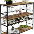 Large Wine Rack with Glass Holder, Metal Bottle Holder and Wood Countertop for Wine & Champagne