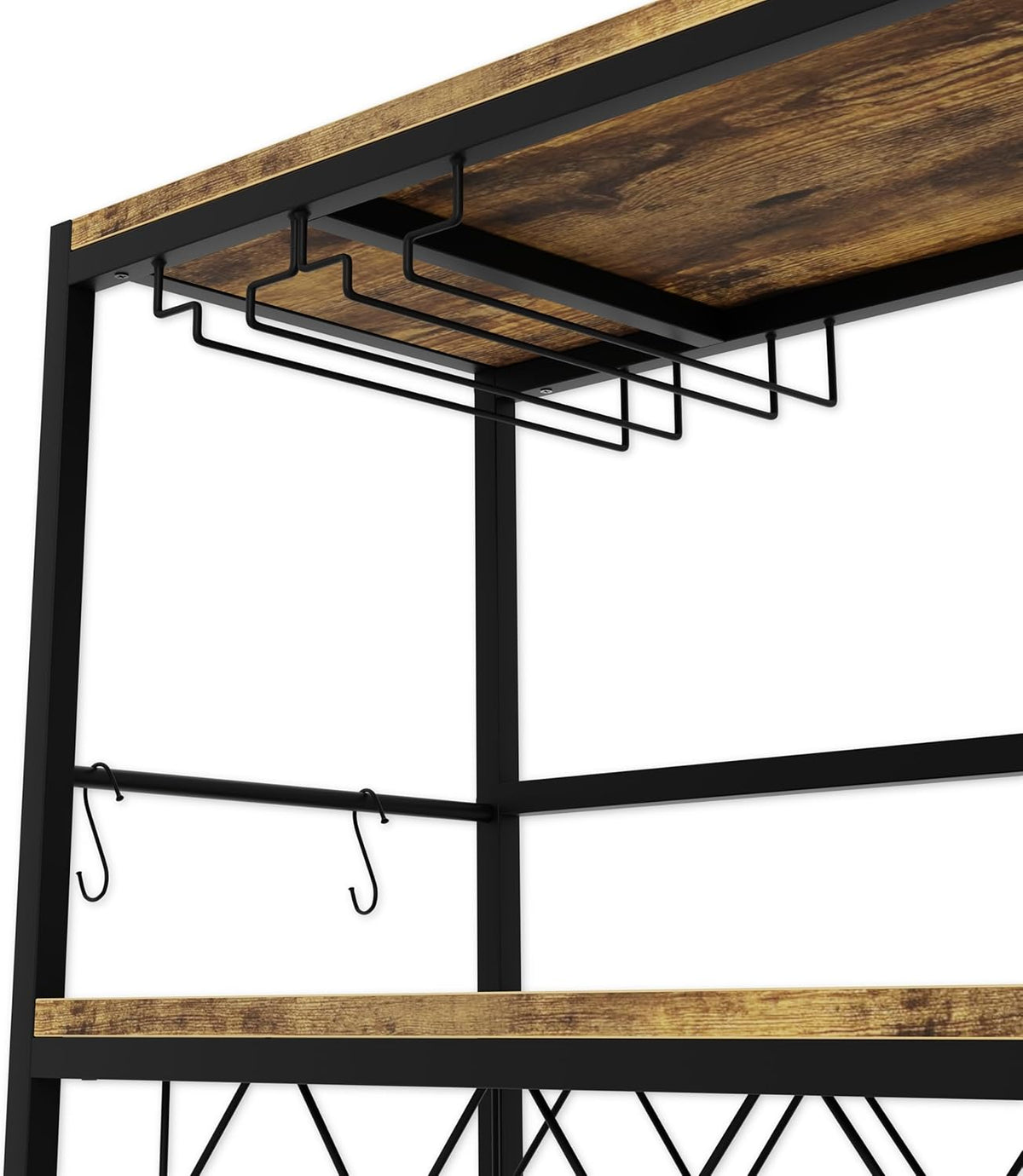 Large Wine Rack with Glass Holder, Metal Bottle Holder and Wood Countertop for Wine & Champagne - Furniture > Dining > Wine Racks - Rivercity House & Home Co. (ABN 18 642 972 209) - Affordable Modern Furniture Australia
