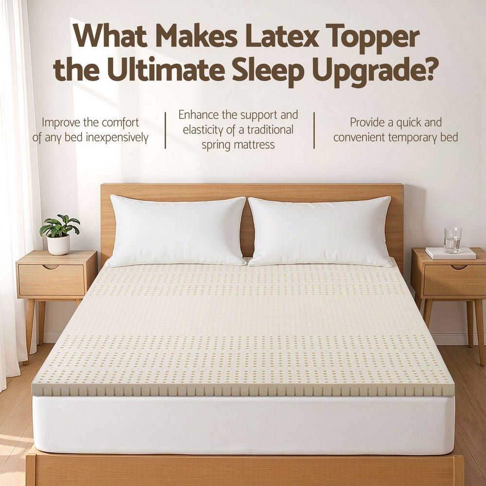 Latex Mattress Topper 5cm King - Natural - Furniture > Mattresses > Mattress Toppers - Rivercity House & Home Co. (ABN 18 642 972 209) - Affordable Modern Furniture Australia