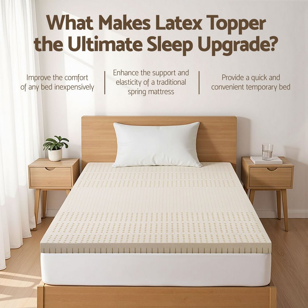 Latex Mattress Topper 7.5cm King Single - Natural - Furniture > Mattresses > Mattress Toppers - Rivercity House & Home Co. (ABN 18 642 972 209) - Affordable Modern Furniture Australia
