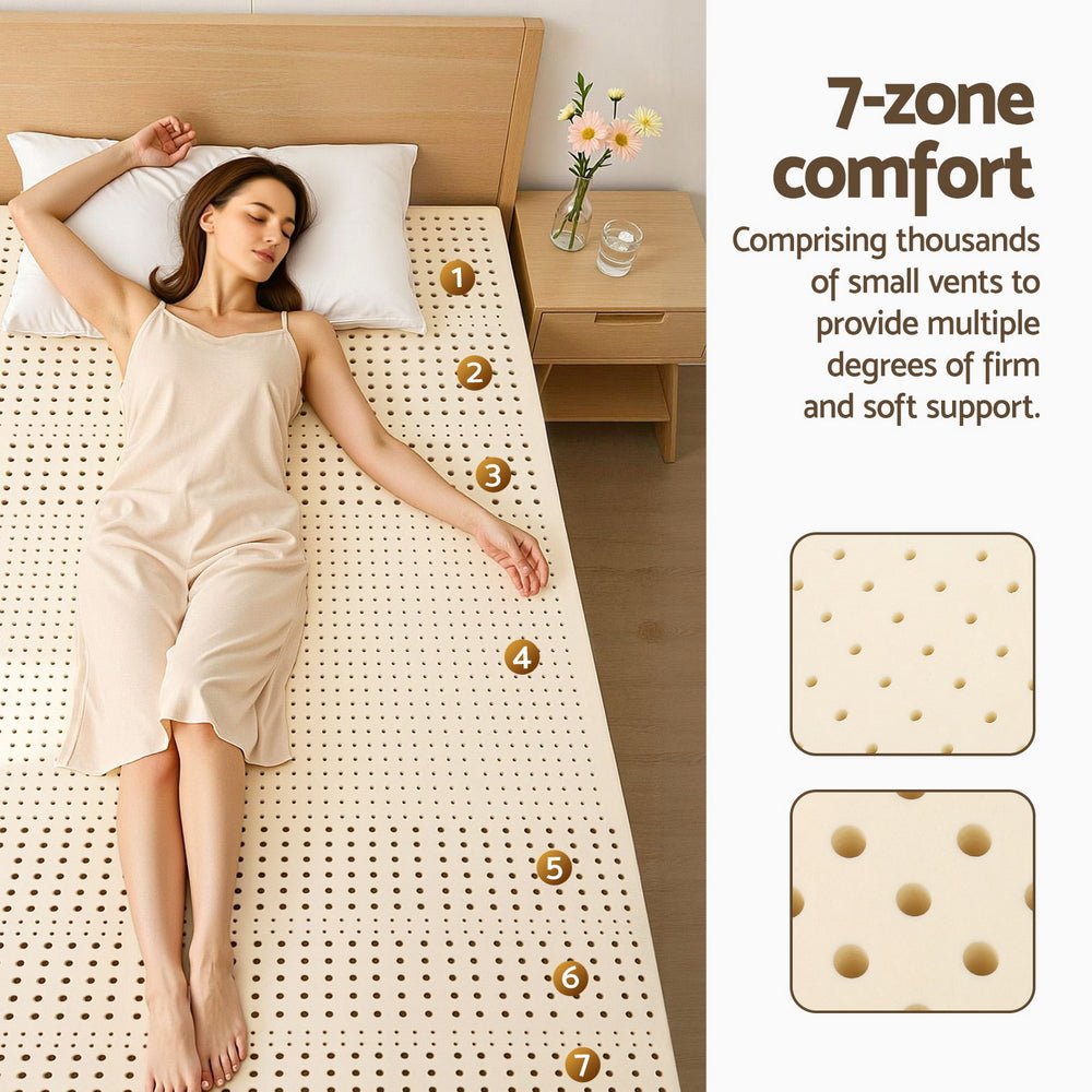 Latex Mattress Topper 7.5cm King Single - Natural - Furniture > Mattresses > Mattress Toppers - Rivercity House & Home Co. (ABN 18 642 972 209) - Affordable Modern Furniture Australia