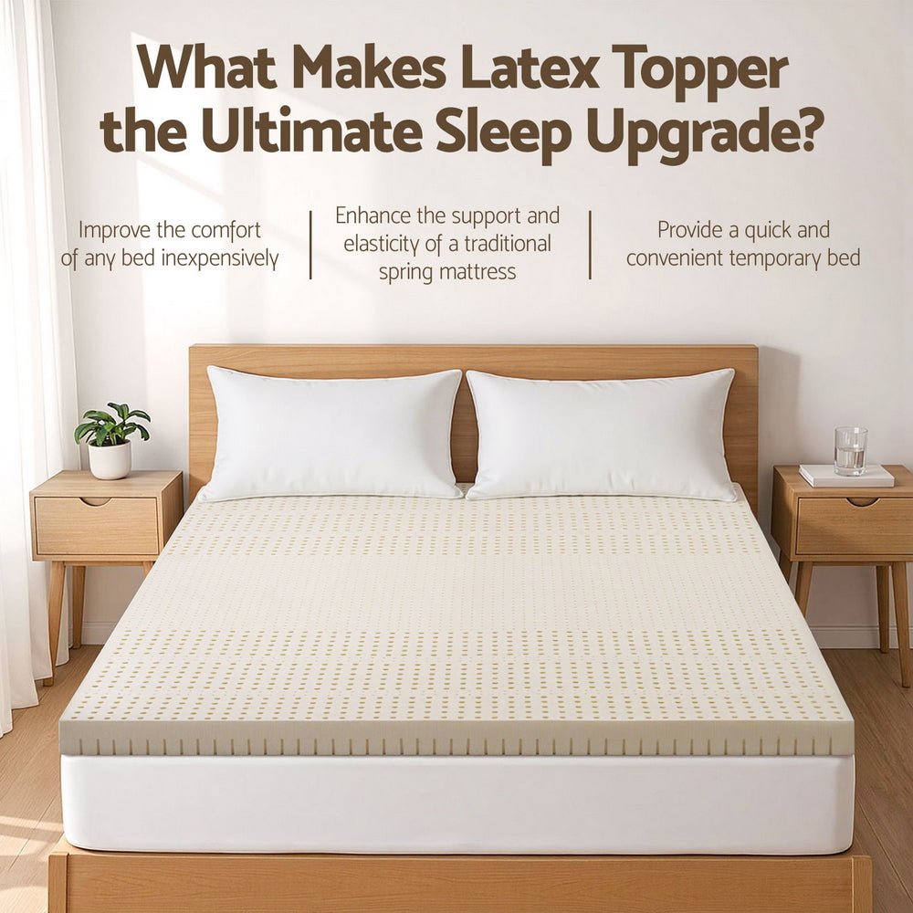 Latex Mattress Topper 7.5cm King - White - Furniture > Mattresses > Mattress Toppers - Rivercity House & Home Co. (ABN 18 642 972 209) - Affordable Modern Furniture Australia