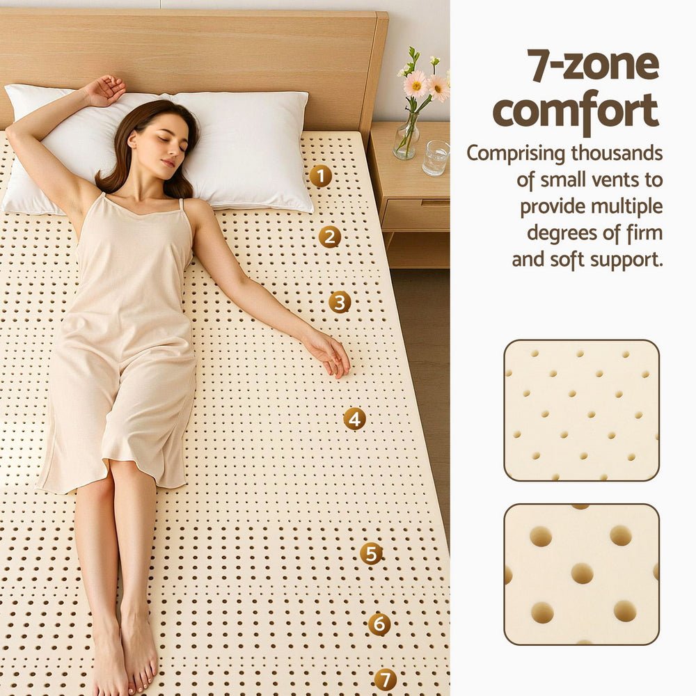 Latex Mattress Topper 7.5cm King - White - Furniture > Mattresses > Mattress Toppers - Rivercity House & Home Co. (ABN 18 642 972 209) - Affordable Modern Furniture Australia