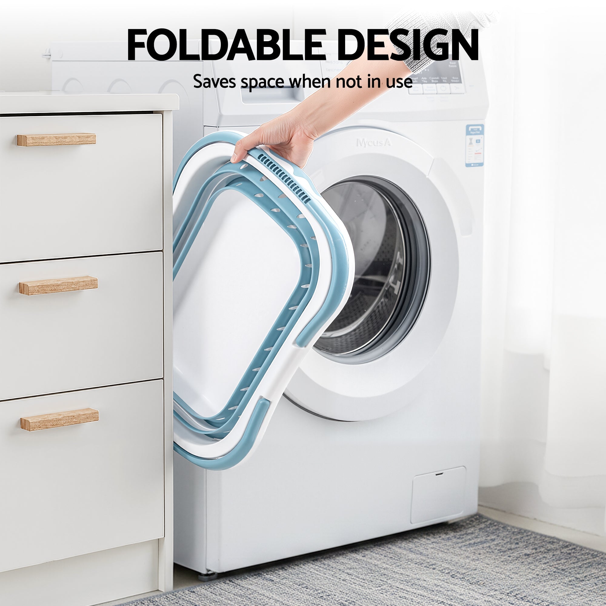 Laundry Basket Hamper Large Foldable Washing Clothes Storage Organiser Blue - Home & Garden > Laundry & Cleaning > Laundry Baskets - Rivercity House & Home Co. (ABN 18 642 972 209) - Affordable Modern Furniture Australia