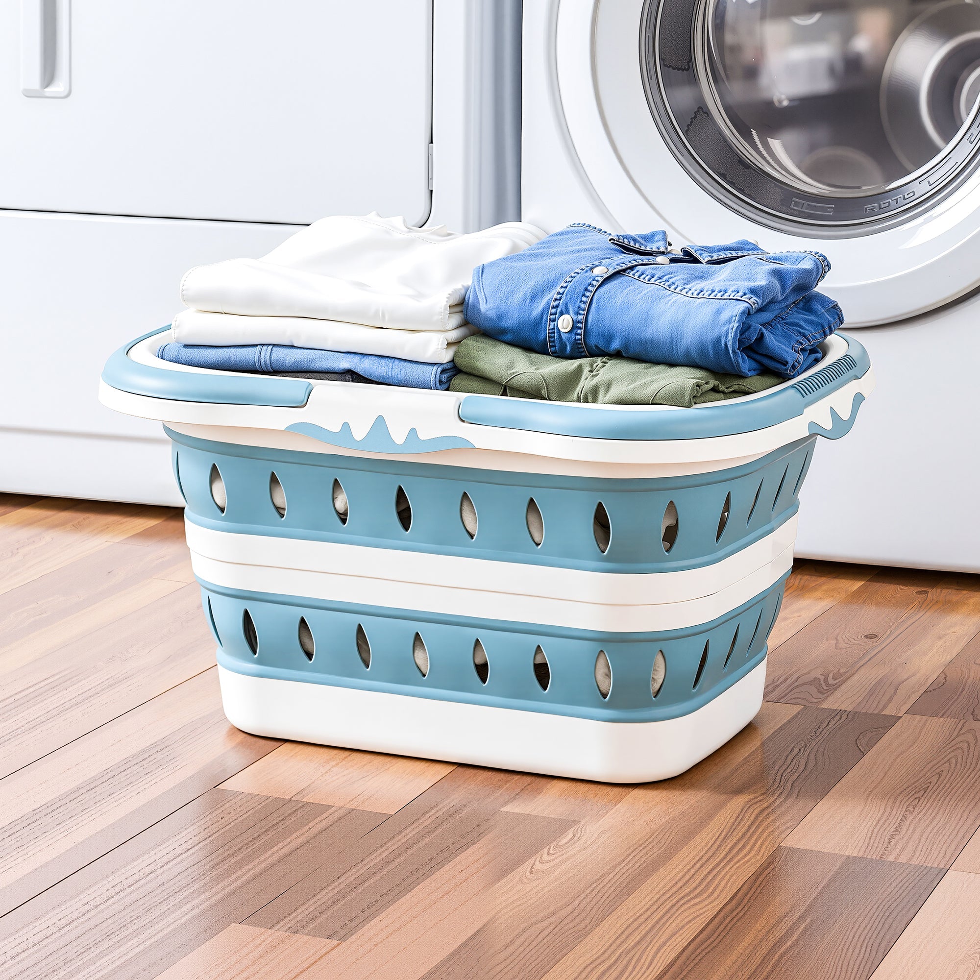 Laundry Basket Hamper Large Foldable Washing Clothes Storage Organiser Blue - Home & Garden > Laundry & Cleaning > Laundry Baskets - Rivercity House & Home Co. (ABN 18 642 972 209) - Affordable Modern Furniture Australia