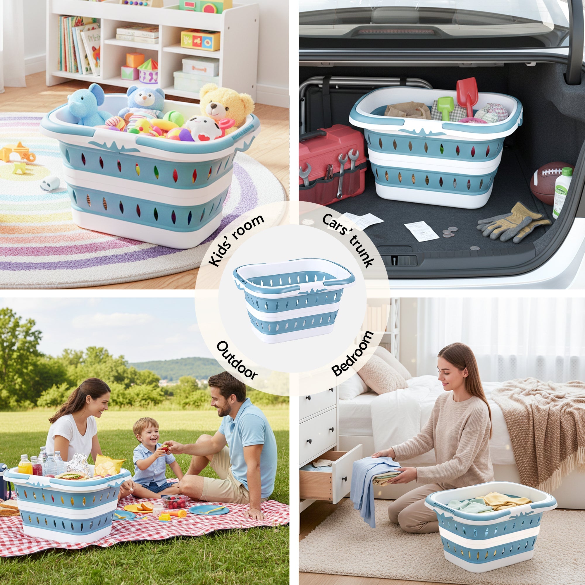 Laundry Basket Hamper Large Foldable Washing Clothes Storage Organiser Blue - Home & Garden > Laundry & Cleaning > Laundry Baskets - Rivercity House & Home Co. (ABN 18 642 972 209) - Affordable Modern Furniture Australia