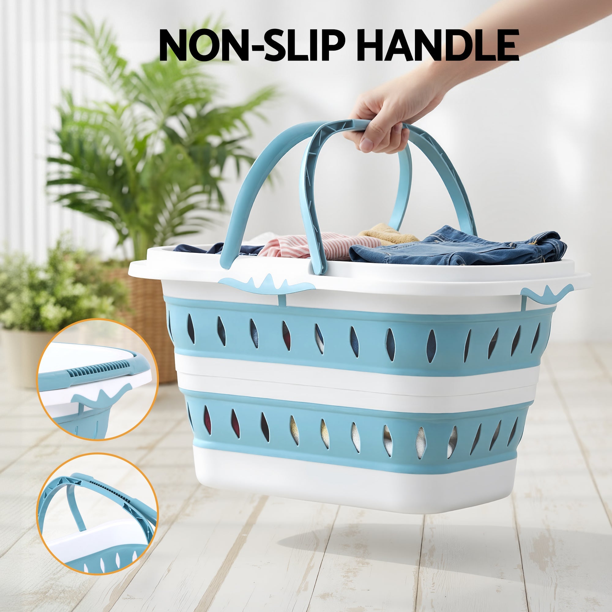 Laundry Basket Hamper Large Foldable Washing Clothes Storage Organiser Blue - Home & Garden > Laundry & Cleaning > Laundry Baskets - Rivercity House & Home Co. (ABN 18 642 972 209) - Affordable Modern Furniture Australia