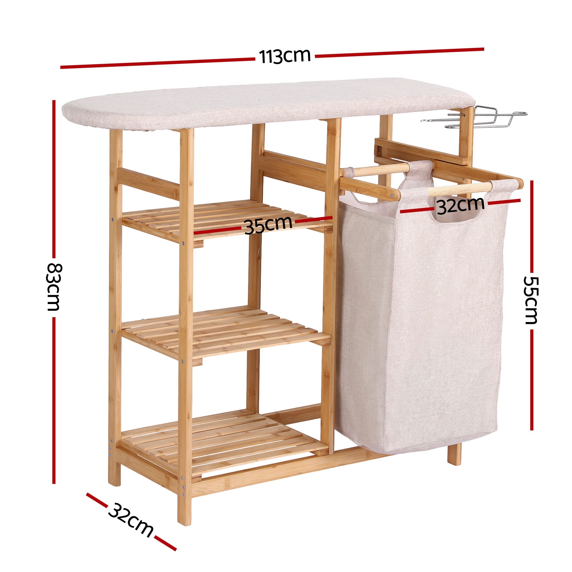 Laundry Basket Hamper with Ironing Board Bamboo - Home & Garden > Laundry & Cleaning > Laundry Baskets - Rivercity House & Home Co. (ABN 18 642 972 209) - Affordable Modern Furniture Australia