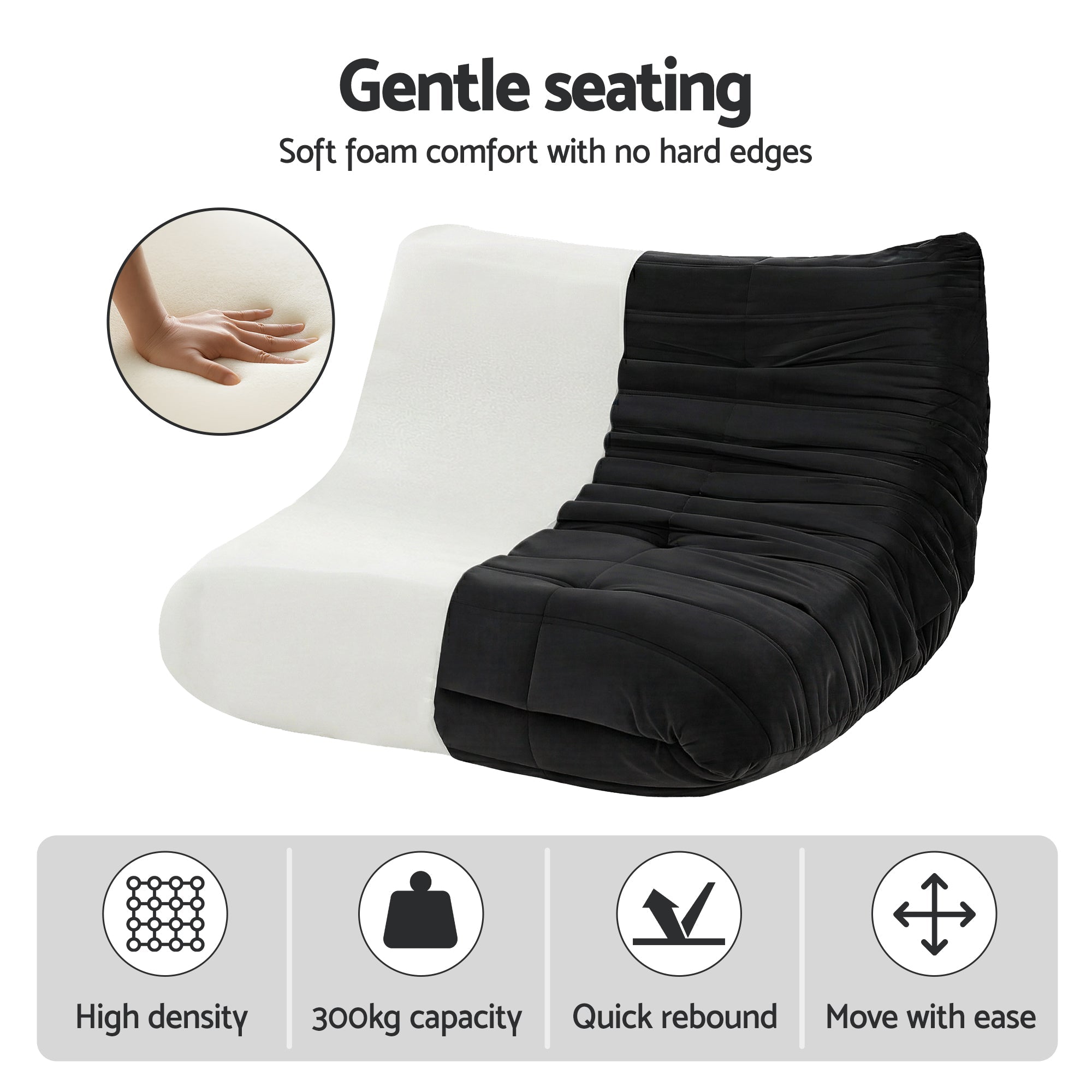 Lazy Sofa 2 Seaters Accent Caterpillar Chair Floor Couch Armless Lounge - Furniture > Sofas > Sofas & Sofa Beds - Rivercity House & Home Co. (ABN 18 642 972 209) - Affordable Modern Furniture Australia