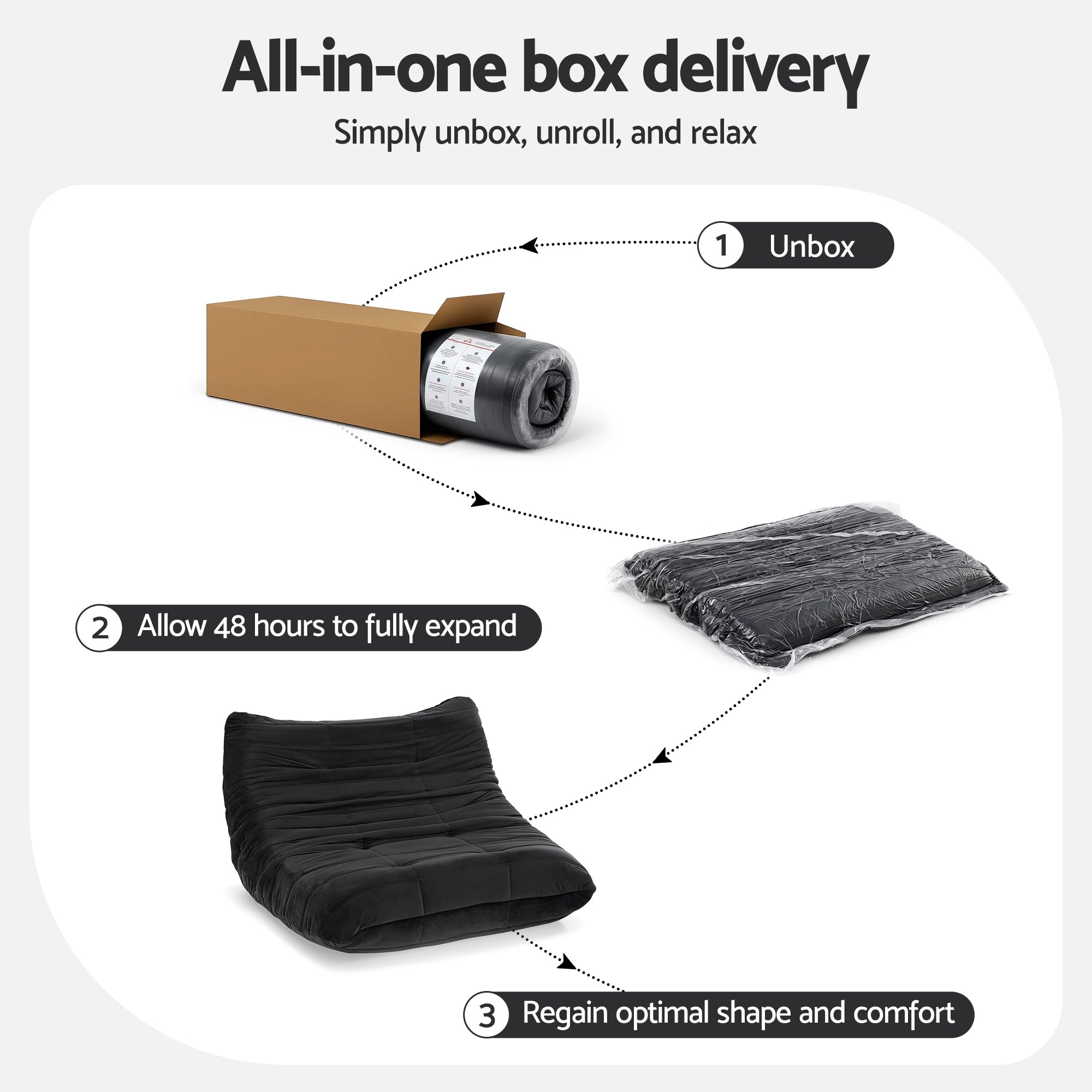 Lazy Sofa 2 Seaters Accent Caterpillar Chair Floor Couch Armless Lounge - Furniture > Sofas > Sofas & Sofa Beds - Rivercity House & Home Co. (ABN 18 642 972 209) - Affordable Modern Furniture Australia