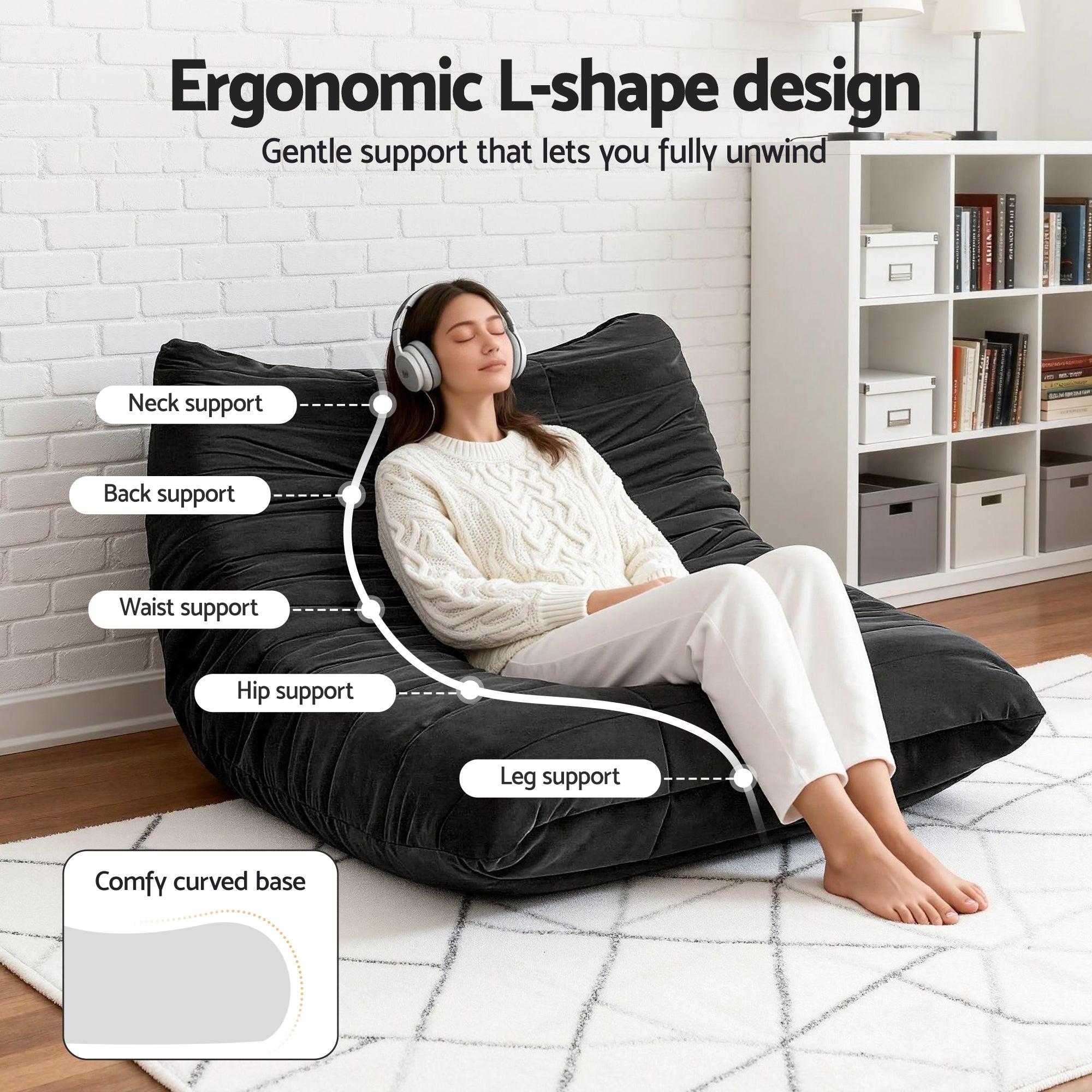 Lazy Sofa 2 Seaters Accent Caterpillar Chair Floor Couch Armless Lounge - Furniture > Sofas > Sofas & Sofa Beds - Rivercity House & Home Co. (ABN 18 642 972 209) - Affordable Modern Furniture Australia