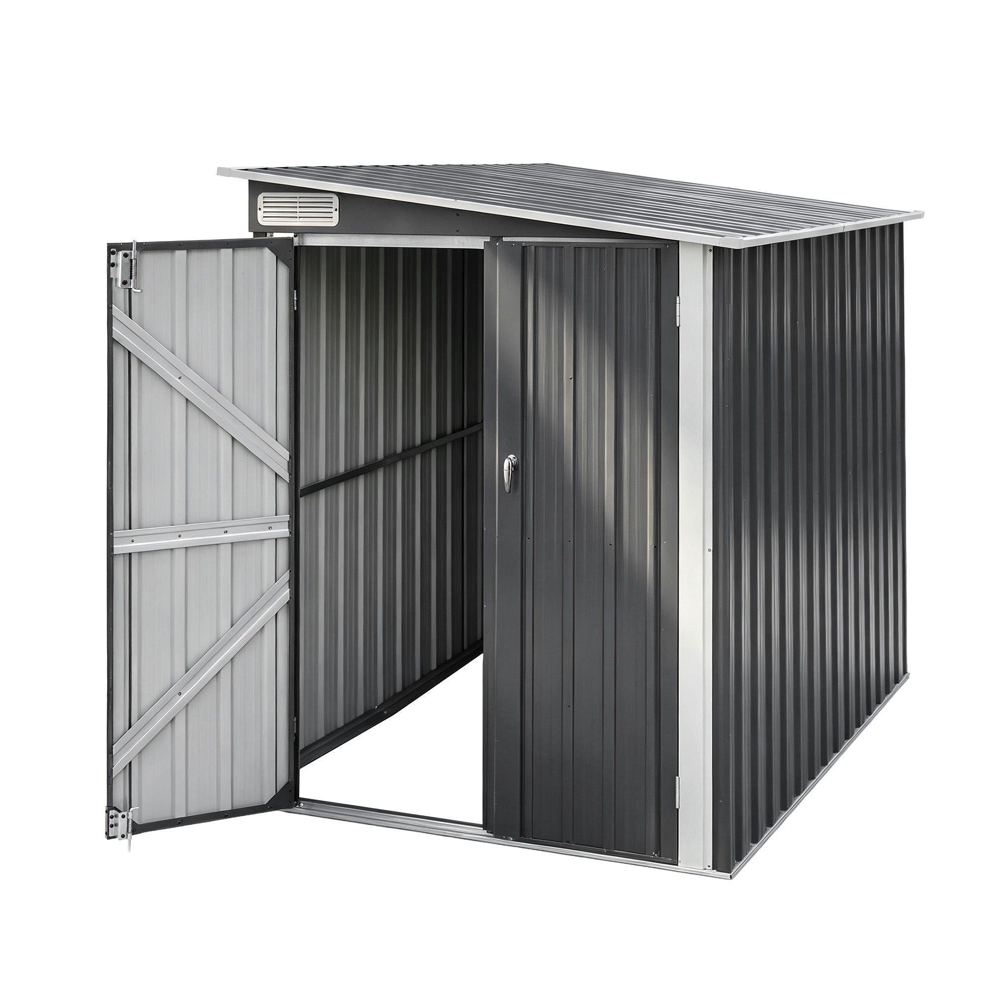 Lean To Garden Shed 118x238cm Outdoor Storage Bike Shelter - Grey - Home & Garden > Storage > Sheds - Rivercity House & Home Co. (ABN 18 642 972 209) - Affordable Modern Furniture Australia