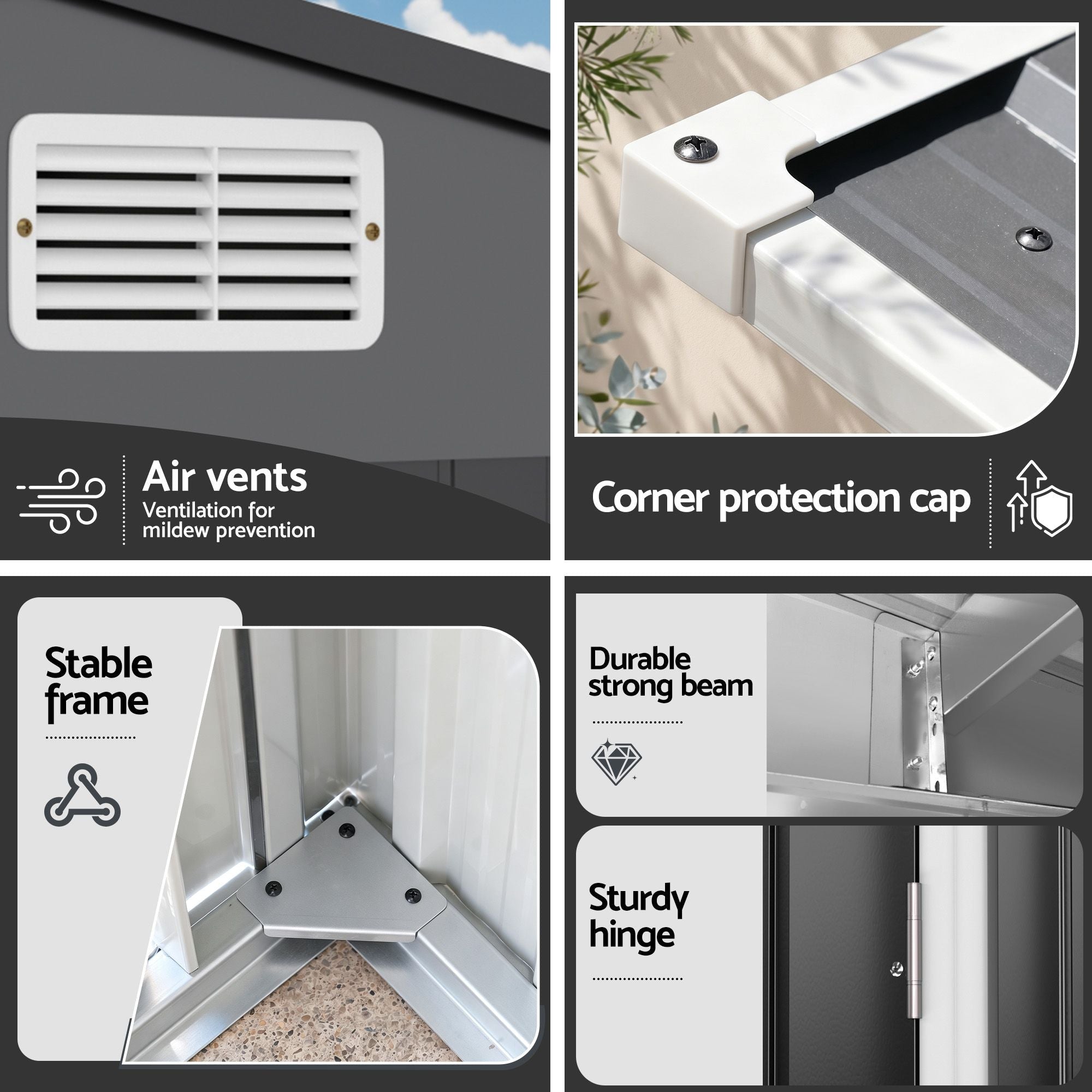 Lean To Garden Shed 118x238cm Outdoor Storage Bike Shelter - Grey - Home & Garden > Storage > Sheds - Rivercity House & Home Co. (ABN 18 642 972 209) - Affordable Modern Furniture Australia