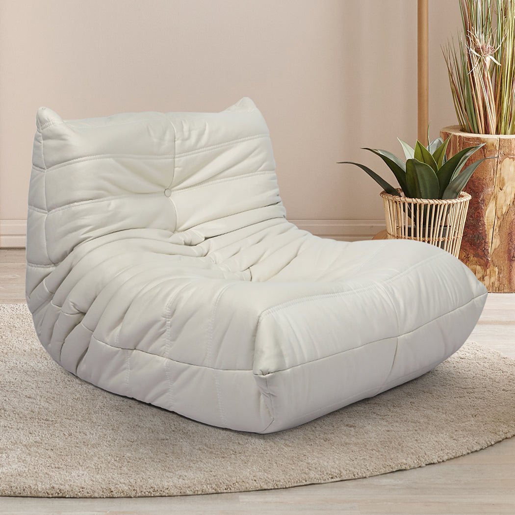 Leathaire Foam Floor Chair Caterpillar Sofa - Beige - Rivercity House & Home Co. (ABN 18 642 972 209) - Affordable Modern Furniture Australia