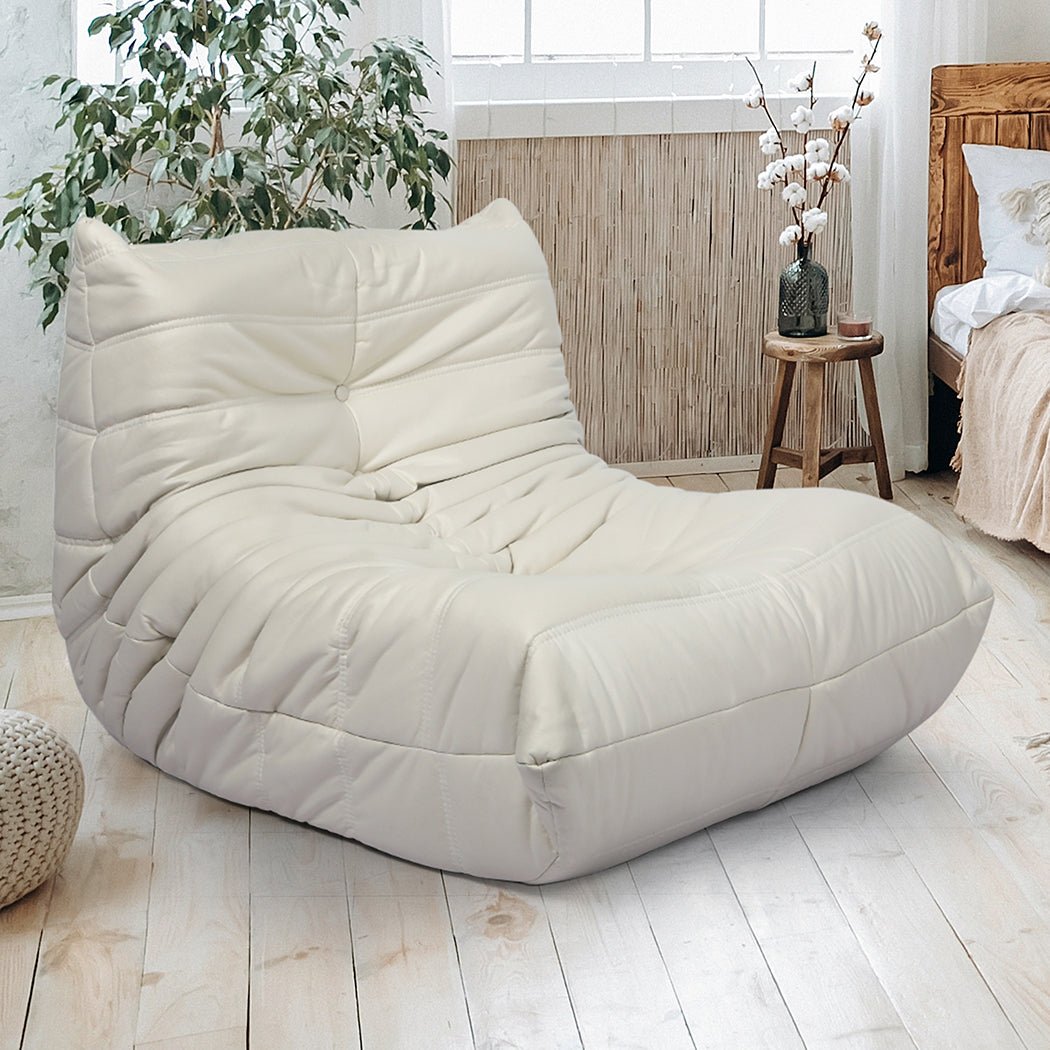 Leathaire Foam Floor Chair Caterpillar Sofa - Beige - Rivercity House & Home Co. (ABN 18 642 972 209) - Affordable Modern Furniture Australia