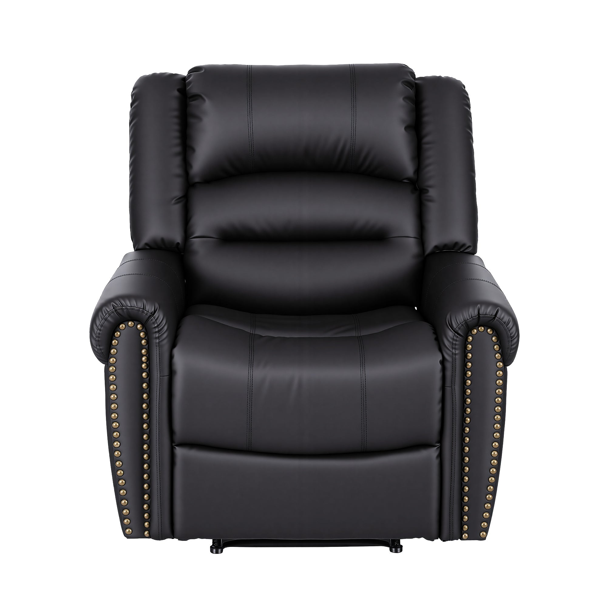 Leather Manual Recliner Chair with USB Charge Port, Overstuffed Armchair Sofa for Living Room and Nursery, Asjustable Theater Reclining Lounge with Comfortable Wide Seat, 150kg Capacity, Black - Furniture > Bar Stools & Chairs > Arm Chairs & Recliners - Rivercity House & Home Co. (ABN 18 642 972 209) - Affordable Modern Furniture Australia