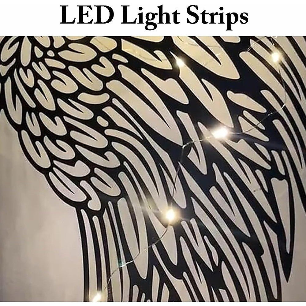 LED Angel Wing Metal Wall Art Wrought Iron Wings Sculpture with Fairy Lights - Vintage Finish - Home & Garden > Wall Art > 3D Wall Art - Rivercity House & Home Co. (ABN 18 642 972 209) - Affordable Modern Furniture Australia