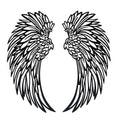 LED Angel Wing Metal Wall Art Wrought Iron Wings Sculpture with Fairy Lights - Vintage Finish