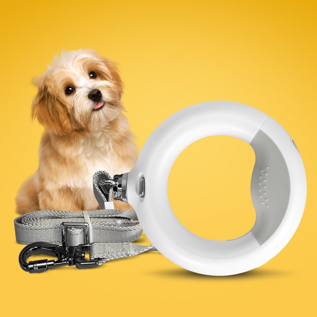 LED Dog Leash with Poop Bag Dispenser and USB Rechargeable Light - White - Rivercity House & Home Co. (ABN 18 642 972 209) - Affordable Modern Furniture Australia