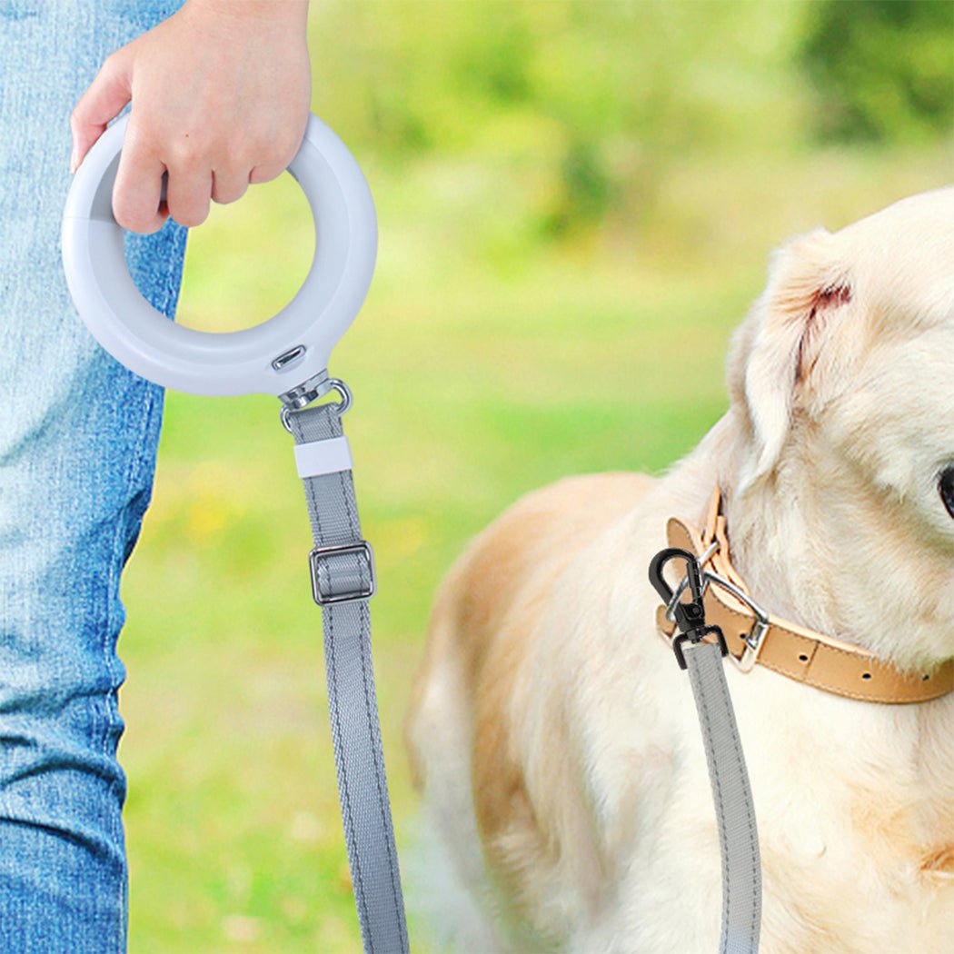 LED Dog Leash with Poop Bag Dispenser and USB Rechargeable Light - White - Rivercity House & Home Co. (ABN 18 642 972 209) - Affordable Modern Furniture Australia