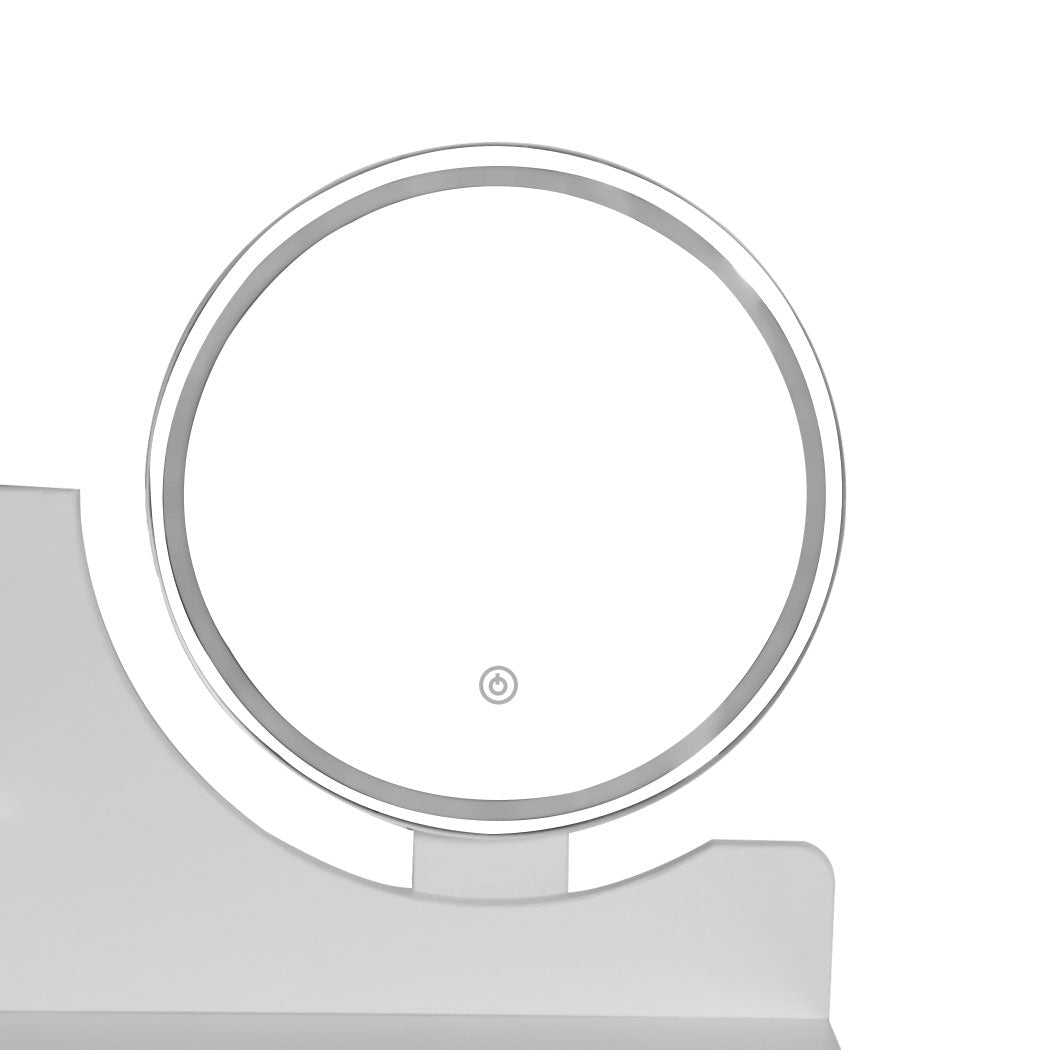 LED Dressing Table with 3 - Color Dimming Mirror and Stool - White - Rivercity House & Home Co. (ABN 18 642 972 209) - Affordable Modern Furniture Australia