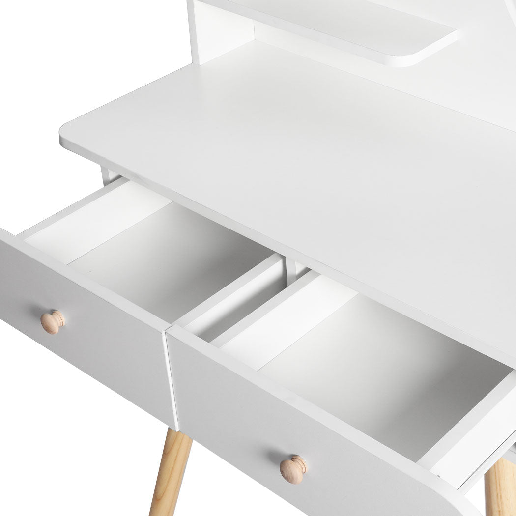 LED Dressing Table with 3 - Color Dimming Mirror and Stool - White - Rivercity House & Home Co. (ABN 18 642 972 209) - Affordable Modern Furniture Australia