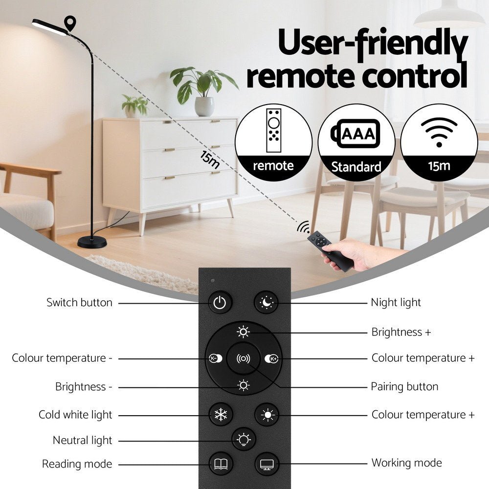 LED Floor Lamp with Remote Control & 4 Color Temperature Reading Living Room Bedroom Office - Home & Garden > Lighting > Floor Lamps - Rivercity House & Home Co. (ABN 18 642 972 209) - Affordable Modern Furniture Australia