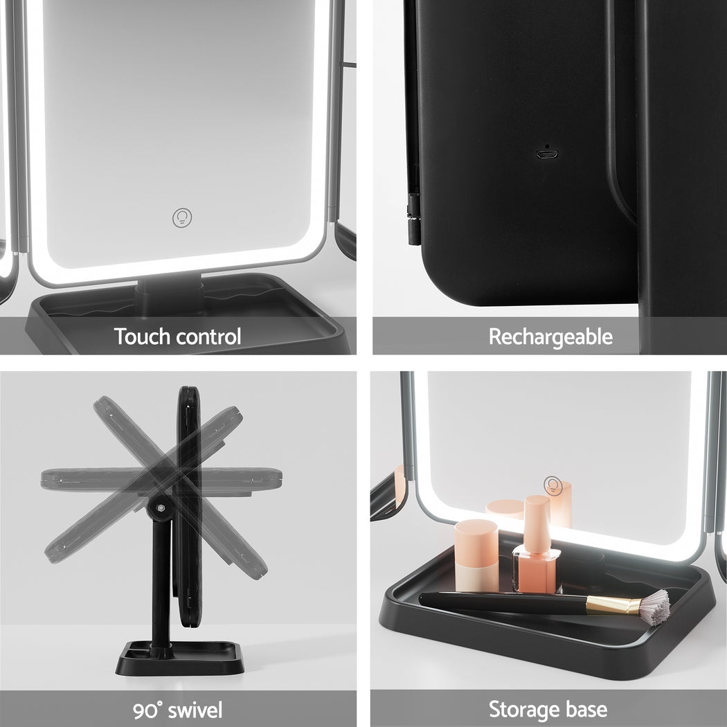 LED Makeup Mirror Tri - fold Lighted Vanity Mirrors 1X2X3X Magnifications - Health & Beauty > Makeup Mirrors - Rivercity House & Home Co. (ABN 18 642 972 209) - Affordable Modern Furniture Australia