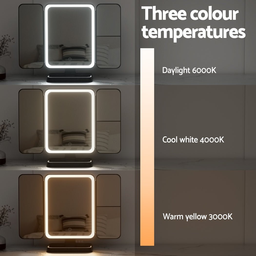 LED Makeup Mirror Tri - fold Lighted Vanity Mirrors 1X2X3X Magnifications - Health & Beauty > Makeup Mirrors - Rivercity House & Home Co. (ABN 18 642 972 209) - Affordable Modern Furniture Australia