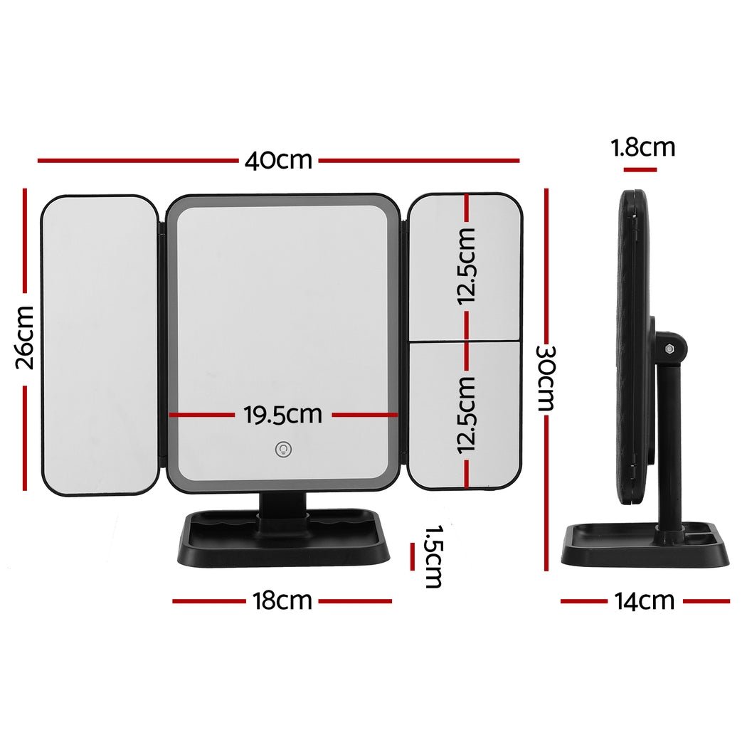 LED Makeup Mirror Tri - fold Lighted Vanity Mirrors 1X2X3X Magnifications - Health & Beauty > Makeup Mirrors - Rivercity House & Home Co. (ABN 18 642 972 209) - Affordable Modern Furniture Australia