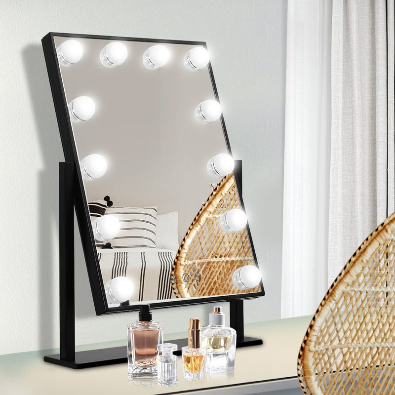 LED Standing Makeup Mirror - Black - Rivercity House & Home Co. (ABN 18 642 972 209) - Affordable Modern Furniture Australia