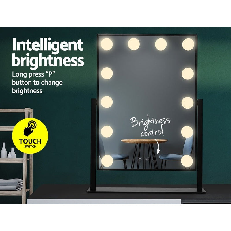 LED Standing Makeup Mirror - Black - Rivercity House & Home Co. (ABN 18 642 972 209) - Affordable Modern Furniture Australia