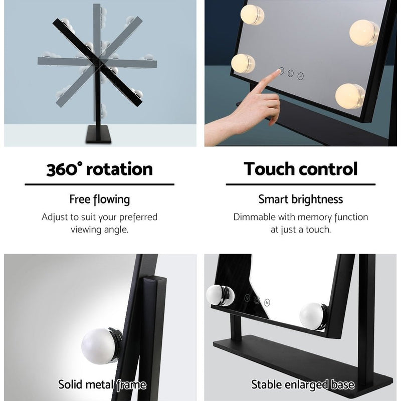 LED Standing Makeup Mirror - Black - Rivercity House & Home Co. (ABN 18 642 972 209) - Affordable Modern Furniture Australia