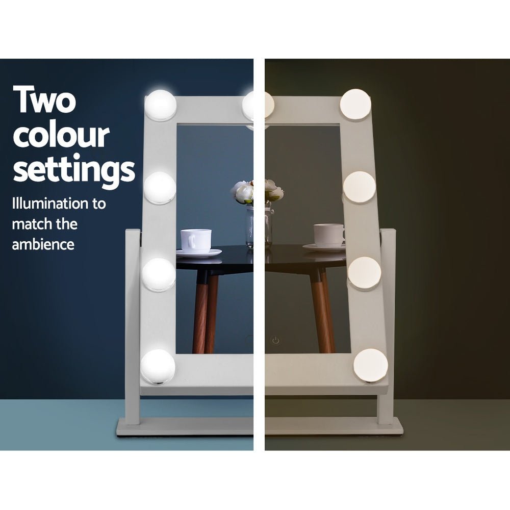 LED Standing Makeup Mirror - White - Rivercity House & Home Co. (ABN 18 642 972 209) - Affordable Modern Furniture Australia