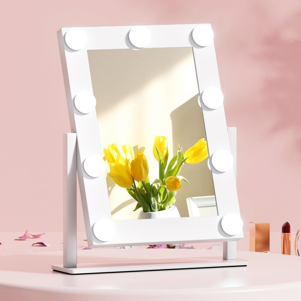 LED Standing Makeup Mirror - White - Rivercity House & Home Co. (ABN 18 642 972 209) - Affordable Modern Furniture Australia