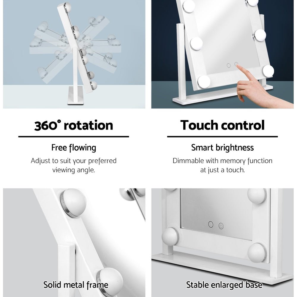 LED Standing Makeup Mirror - White - Rivercity House & Home Co. (ABN 18 642 972 209) - Affordable Modern Furniture Australia