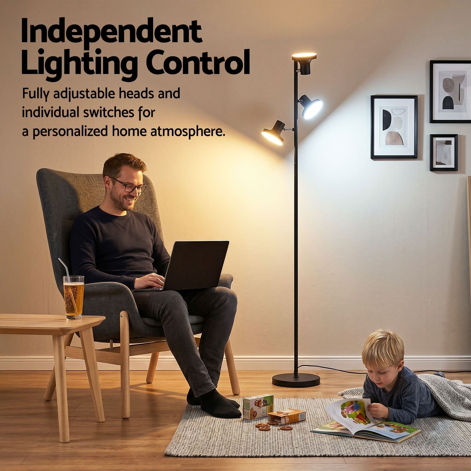LED Tree Floor Lamp, 36W Modern Dimmable Standing Lamp with Remote & Touch Control, 4 Color Temperatures, 3 Rotatable LED Light Floor Lamps for Living Room, Bedroom, Office - Home & Garden > Lighting > Floor Lamps - Rivercity House & Home Co. (ABN 18 642 972 209) - Affordable Modern Furniture Australia