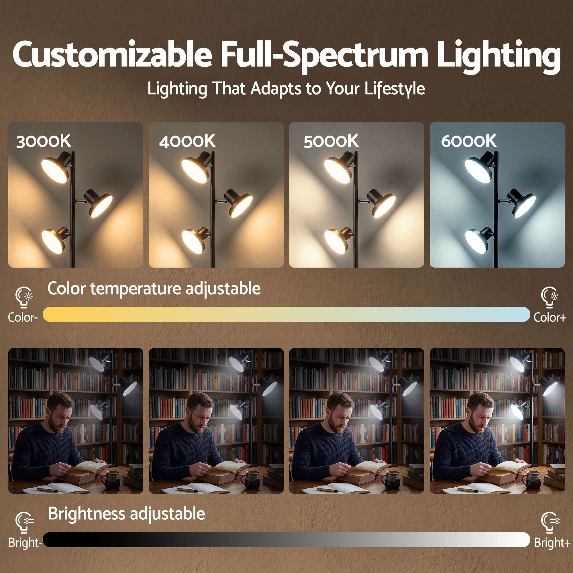 LED Tree Floor Lamp, 36W Modern Dimmable Standing Lamp with Remote & Touch Control, 4 Color Temperatures, 3 Rotatable LED Light Floor Lamps for Living Room, Bedroom, Office - Home & Garden > Lighting > Floor Lamps - Rivercity House & Home Co. (ABN 18 642 972 209) - Affordable Modern Furniture Australia