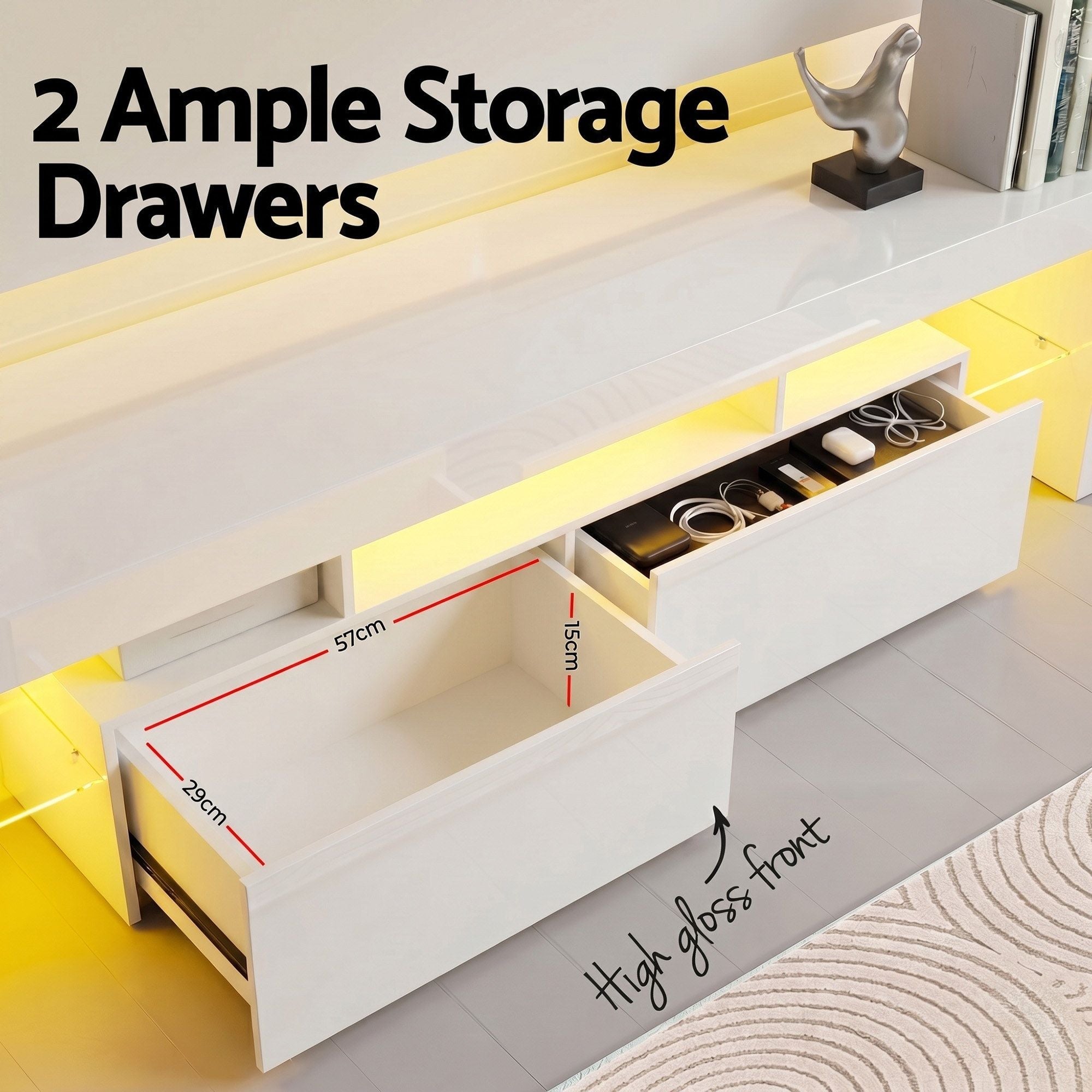 LED TV Unit & Coffee Table Set Storage Cabinet White - Furniture > Living Room > TV Units - Rivercity House & Home Co. (ABN 18 642 972 209) - Affordable Modern Furniture Australia