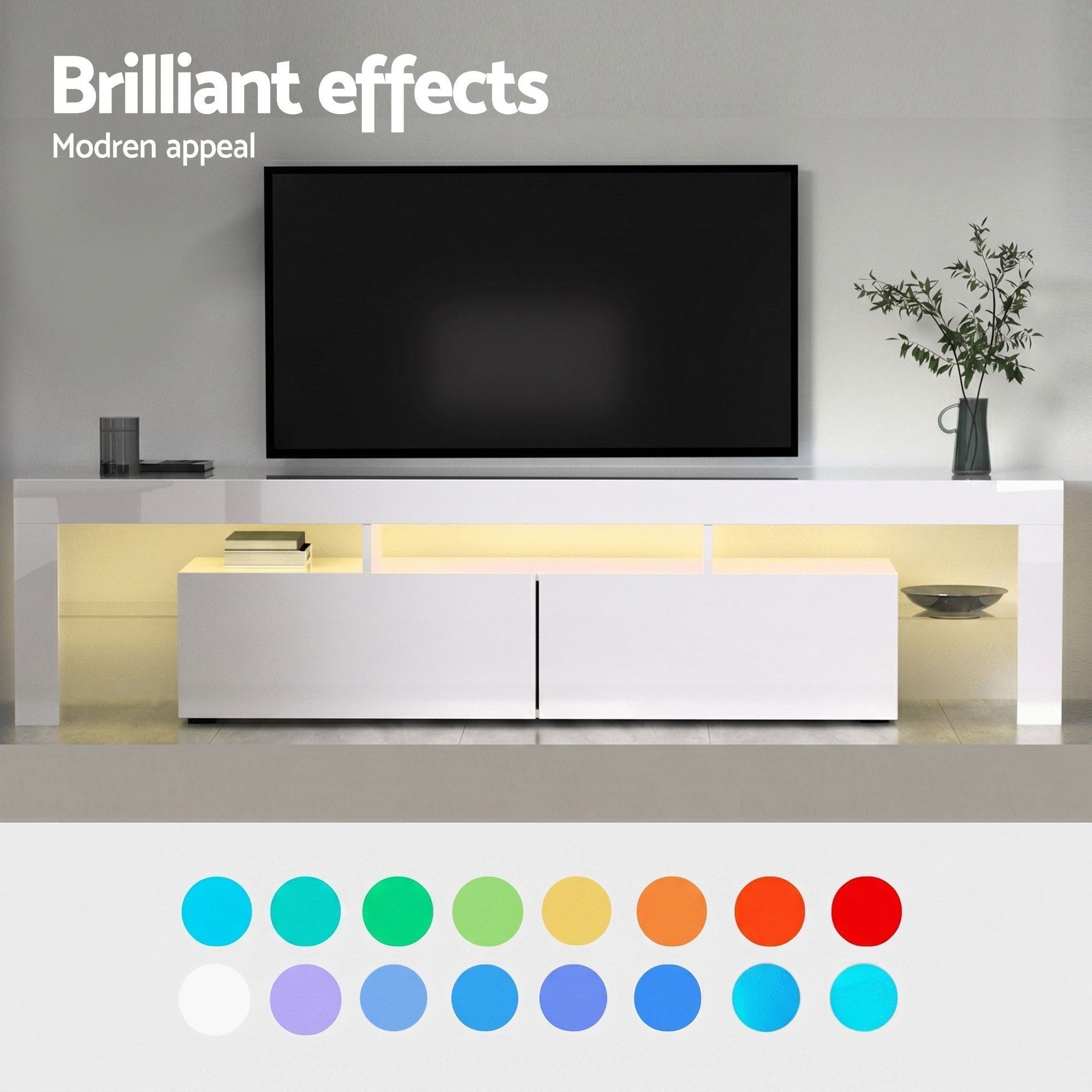 LED TV Unit & Coffee Table Set Storage Cabinet White - Furniture > Living Room > TV Units - Rivercity House & Home Co. (ABN 18 642 972 209) - Affordable Modern Furniture Australia