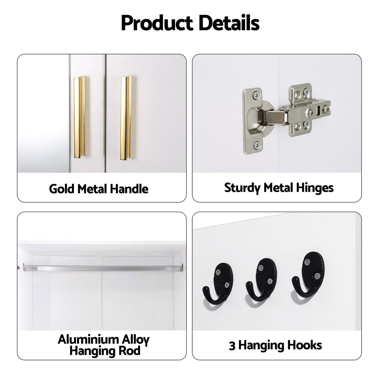 LED Wardrobe Cabinet with Mirror, 2 Drawers & Hanging Rail - Home & Garden > Storage > Clothing & Wardrobe Storage - Rivercity House & Home Co. (ABN 18 642 972 209) - Affordable Modern Furniture Australia